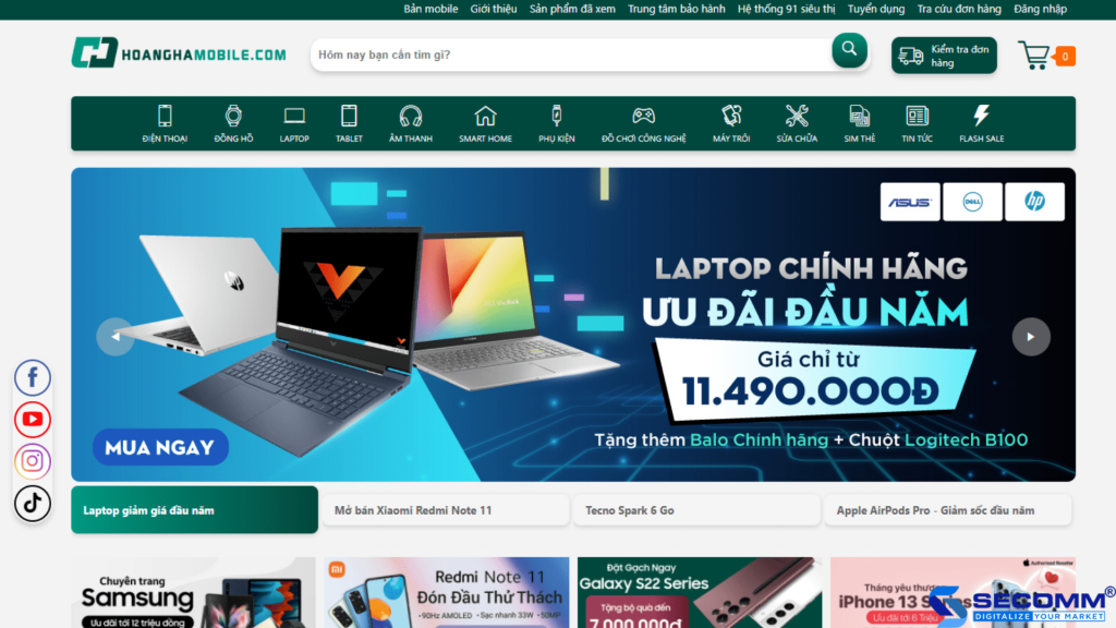 Top 10 website thương mại điện tử bán lẻ điện thoại di động tại Việt Nam - Hoàng Hà Mobile