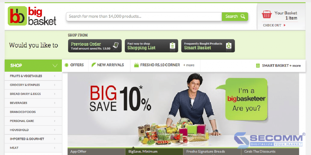 Big basket first user sales coupon