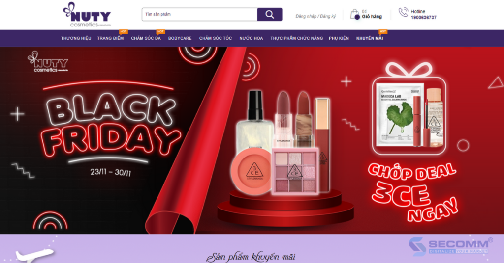 Website thương mại điện tử của Nuty Cosmetics