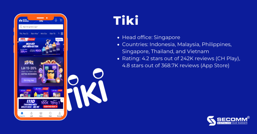 Top 5 prominent eCommerce super apps in Vietnamese market-Tiki