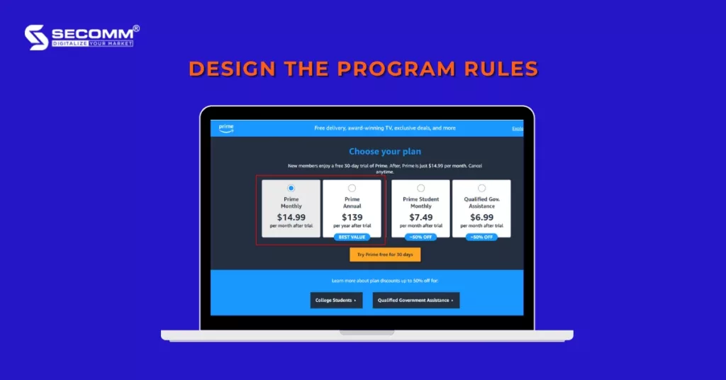 Step-By-Step Guide To Develop eCommerce Loyalty Programs - Design the program rules - Amazon Prime
