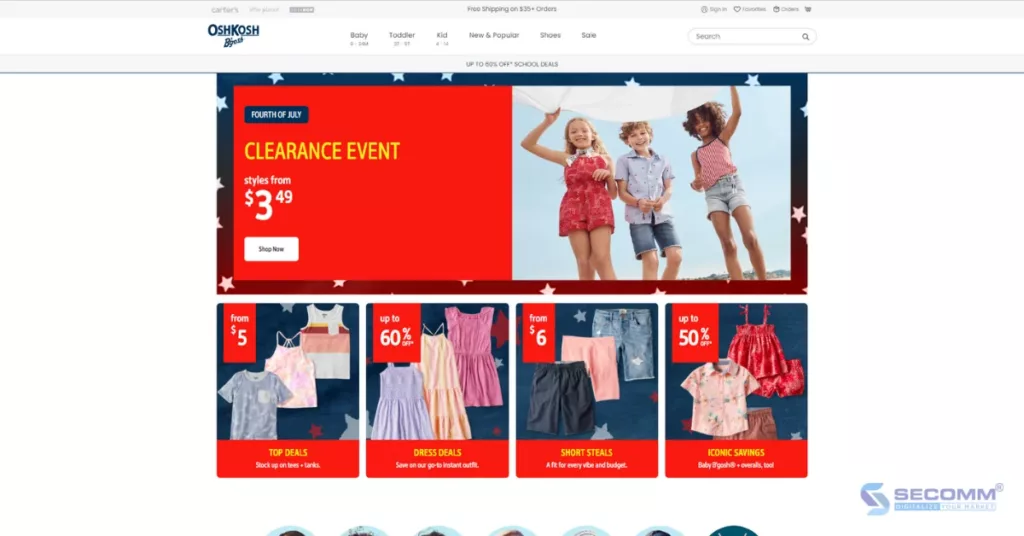 Top 15 Baby eCommerce Websites (Vietnam + International) - OshKosh B'gosh