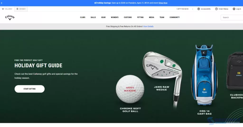 Top 10 website được xây dựng trên Salesforce Commerce Cloud-Callaway Golf