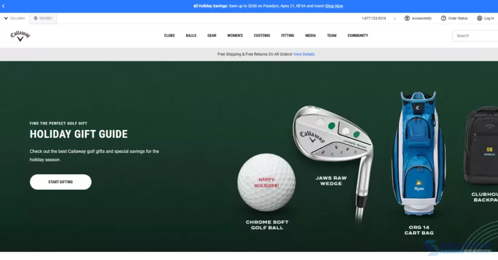 Top 10 websites built on Salesforce Commerce Cloud-Callaway Golf