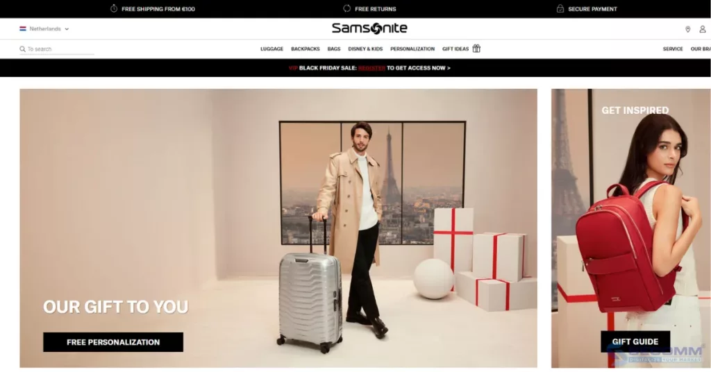 Top 10 websites built on Salesforce Commerce Cloud-Samsonite