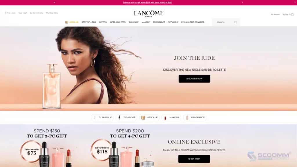 Website thương mại điện tử: Lacôme Singapore